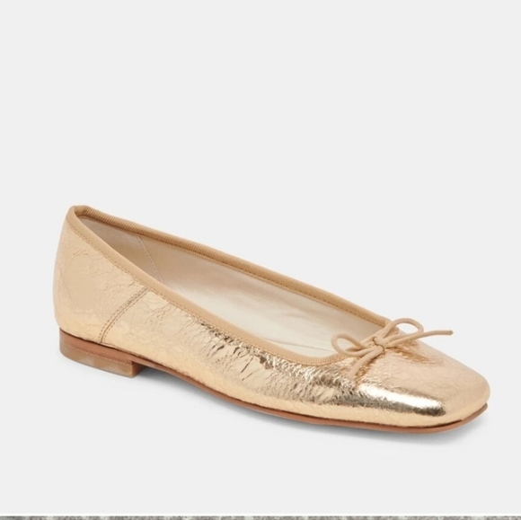 🔹️DOLCE VITA🔹️ Leather Anisa  Gold Metallic  Flats - Picture 2 of 10